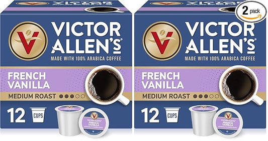 Victor Allen's Coffee French Vanilla Coffee, 12 Count, Single Serve Coffee Pods for Keurig K-Cup Brewers (Pack of 2)
