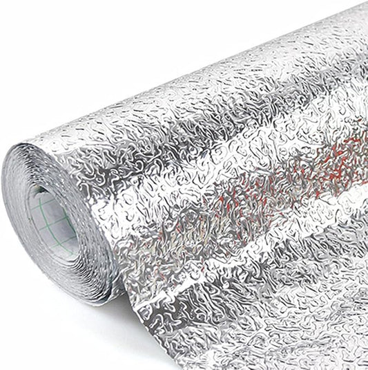 REDODECO Bestevers Kitchen Waterproof Aluminum foil Stickers Anti Greasy Counter Top Peel Stick Wall Decal, 15.8inch x 79inch