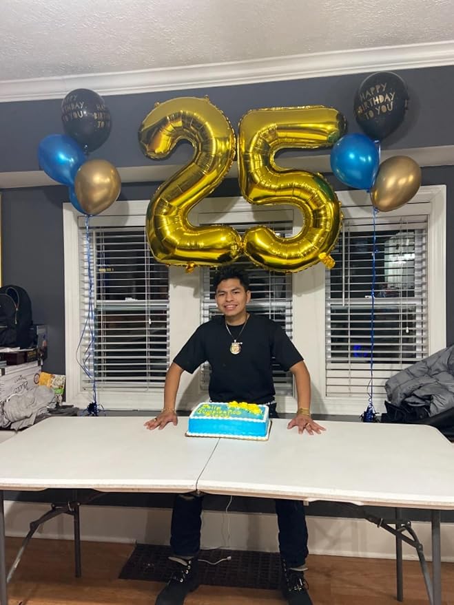 Number 25 Balloons, Gold 52 Balloon Numbers 40 Inch for Women Men, Birthday Decorations for 25th Photo Prop, Big Events, School Class Party,