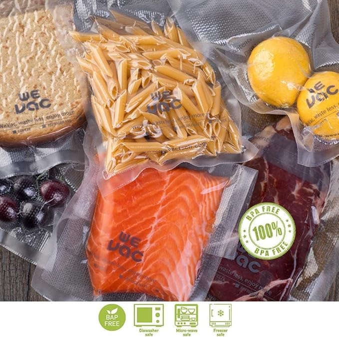 Wevac Vacuum Sealer Bags 100 Quart 8x12 Inch for Food Saver, Seal a Meal, Weston. Commercial Grade, BPA Free, Heavy Duty, Great for vac storage, Meal Prep or Sous Vide