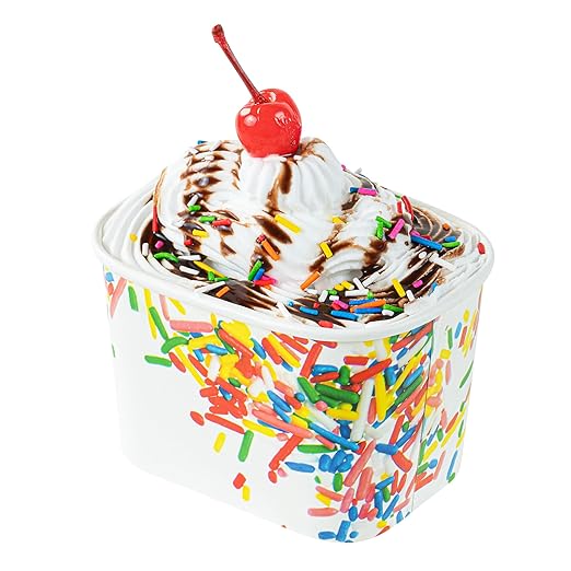 Restaurantware Paper Cups 200 Count 12 Ounce Square Disposable Ice Cream Containers, Leak-Resistant Paper Dessert To Go Cups, Hot And Cold Food, Durable Classic Sprinkles Design