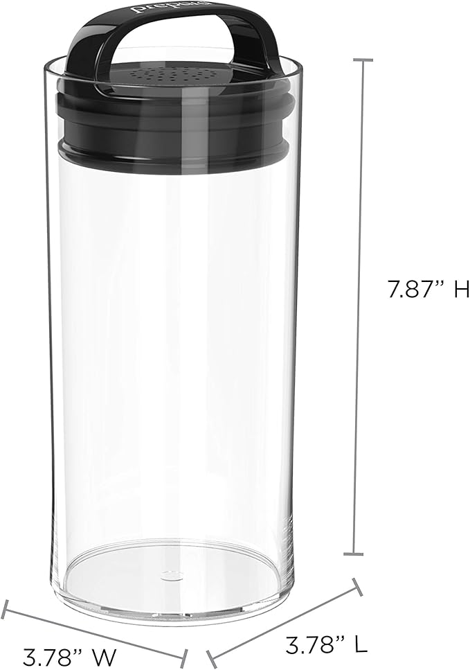Prepara Evak Fresh Saver, Small-Tall Airless Canister with Black handle, 1.05 Quart, Clear (Pack of 12)