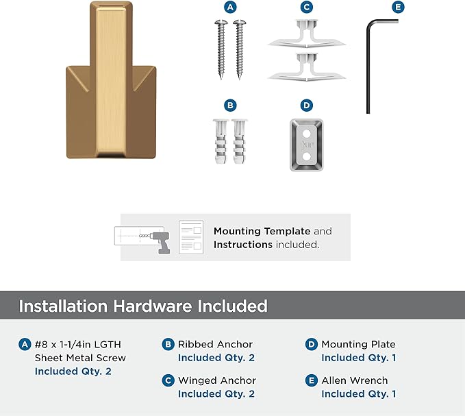 Amerock BH36000CZ | Champagne Bronze Single Robe Hook | 3-9/16 in. (90 mm) Length Towel Holder | Blackrock | Towel Hook for Bathroom | Bathroom Hardware | Bath Accessories