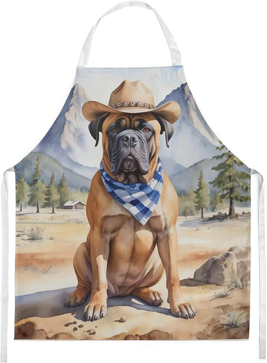 Caroline's Treasures Bullmastiff Cowboy Welcome Apron Cooking Kitchen Server Baking Crafts Gardening for Adult Women Men, Unisex, Large, Multicolor