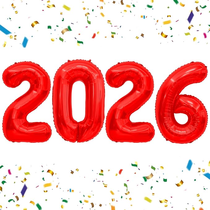 2026 Balloons Red 2026 Foil Number Balloons, 40 inch 2026 Balloons New Year, Large 2026 Mylar Balloons for 2026 New Years Eve Party Supplies Festival Birthday Anniversary Graduation Decorations