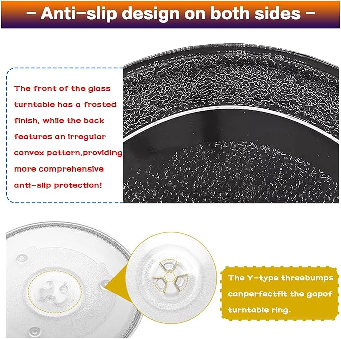 Microwave Glass Turntable Plate Replacement Accessories, 315/270/255/245mm Diameter Round Microwave Plate, Microwave Glass Tray with 3 Fixtures(31.5cm(12.4in))