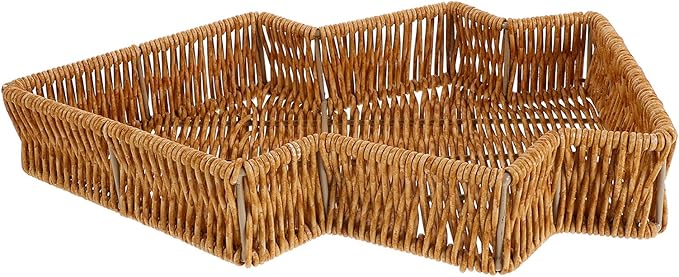 Christmas Tree Bread Basket Food Organizing Tray Imitation Rattan Snack Serving Platter for Holiday Family Dinner and Restaurant Festive Tabletop