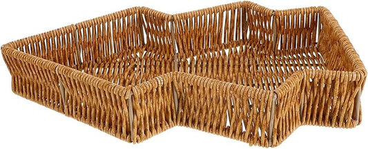 Christmas Tree Bread Basket Food Organizing Tray Imitation Rattan Snack Serving Platter for Holiday Family Dinner and Restaurant Festive Tabletop