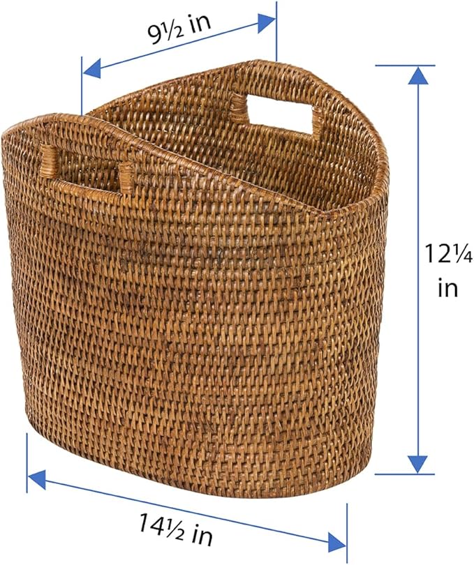 KOUBOO 1060135 La Jolla Oval Rattan Magazine Rack, Honey Brown