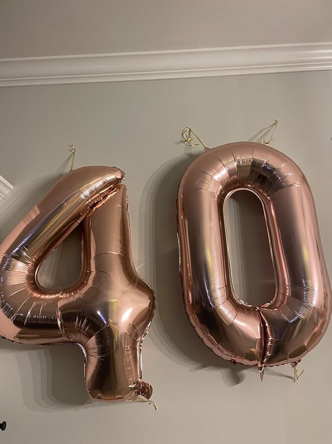 Number Balloons 40 In 40 Numbers, 40th Birthday Decorations for Women Men, Rose Gold Birthday Party Decorations Big Balloons for Wedding, Celebration Party, Graduations
