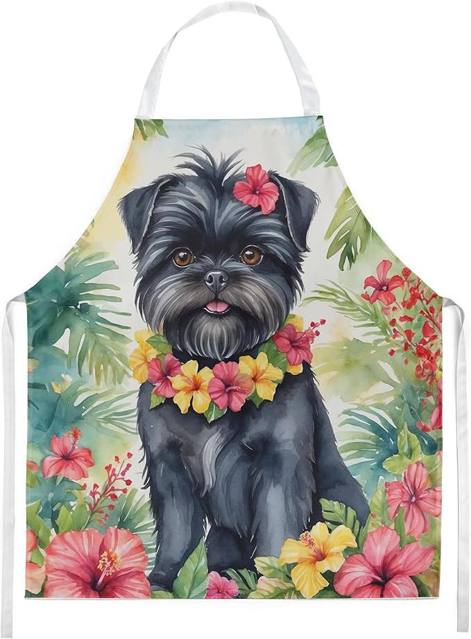 Caroline's Treasures Affenpinscher Luau Apron Cooking Kitchen Server Baking Crafts Gardening for Adult Women Men, Unisex, Large, Multicolor