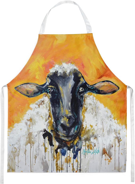 Caroline's Treasures Peach Wool Sheep Apron Cooking Kitchen Server Baking Crafts Gardening for Adult Women Men, Unisex, Large, Multicolor