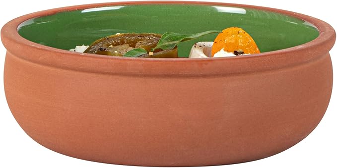 Restaurantware Terracotta Cazuela Bowls 2 Pack of 7 oz Durable Rustic Serving Dish Glazed Oven-Safe Bowl Freezer-Safe Tapas Dish Microwave-Safe Dishwasher-Safe