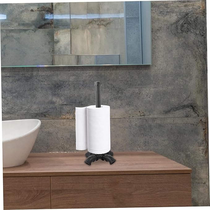 Operitacx Vintage Iron Paper Towel Holder Base Industrial Style Kitchen Roll Holder Countertop Paper Towel Stand for Farmhouse Decor