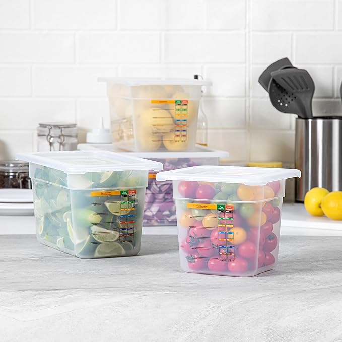 Restaurantware Food Storage Containers 4-Piece with Labels Airtight Seal Food Storage Lids Microwave-Safe Polypropylene Container Translucent