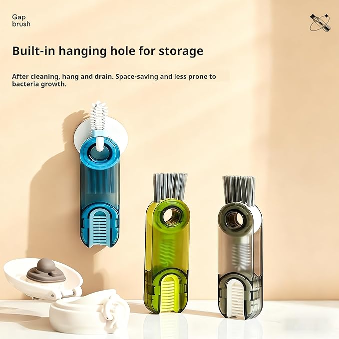 3-in-1 Cup Lid Cleaning Brush(3Pcs, Blue)-Multifunctional Bottle Gap Cleaner Tool for Water Bottle, Lid Crevice, and Hard-to-Reach Spaces