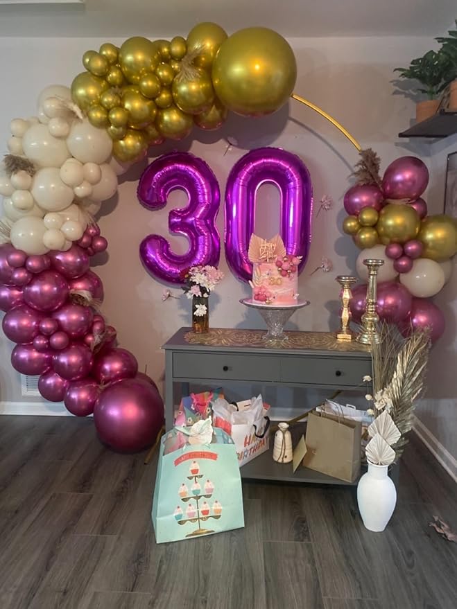 0 Balloon Numbers 40 Inch Big Zero Hot Pink Balloon Numbers for Birthday Decoration, Baloon for 10 20 30 40 100 2026 Graduation Decor Wedding Anniversaries Party