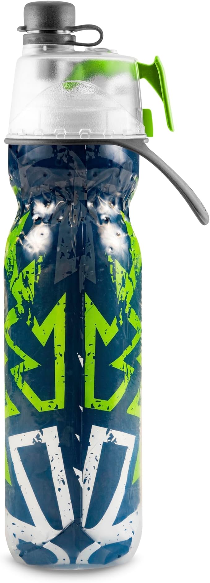 O2COOL Mist 'N Sip Misting Water Bottle 2-in-1 Mist And Sip Function With No Leak Pull Top Spout Reusable Sports Water Bottle - 20 oz (Graffiti Green)