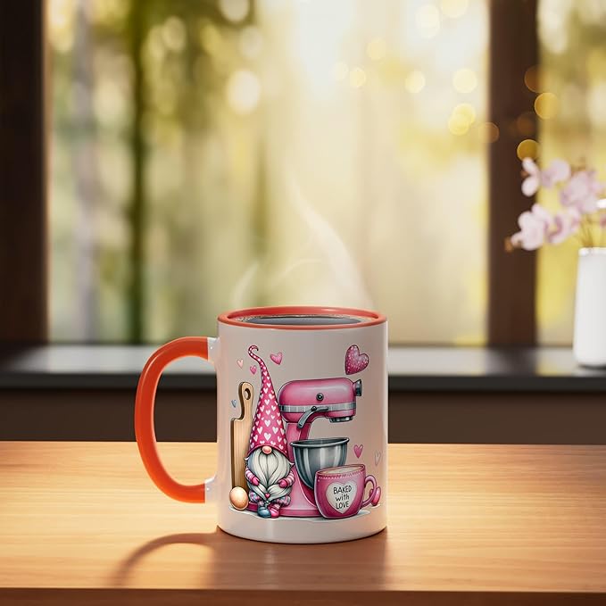 Baker Cute Baking Pastry Chef Bake Love Bakery Owner Ceramic Mug, Orange/White