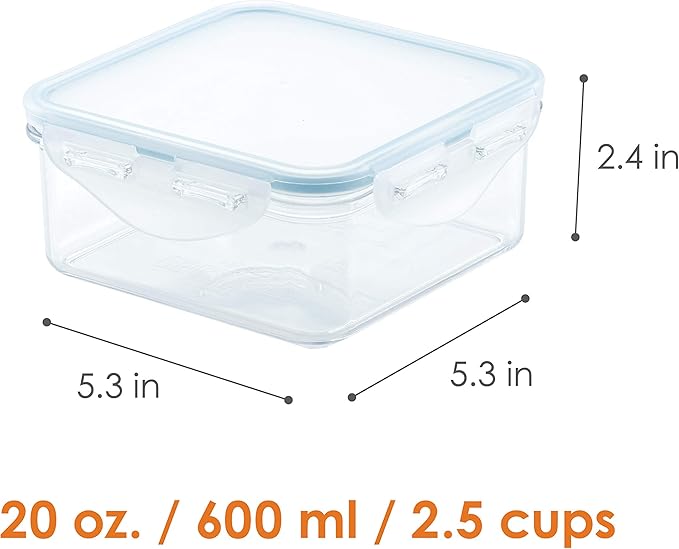 LOCK & LOCK Purely Better Tritan Container/Square Food Storage Bin, 20 Ounce, Clear