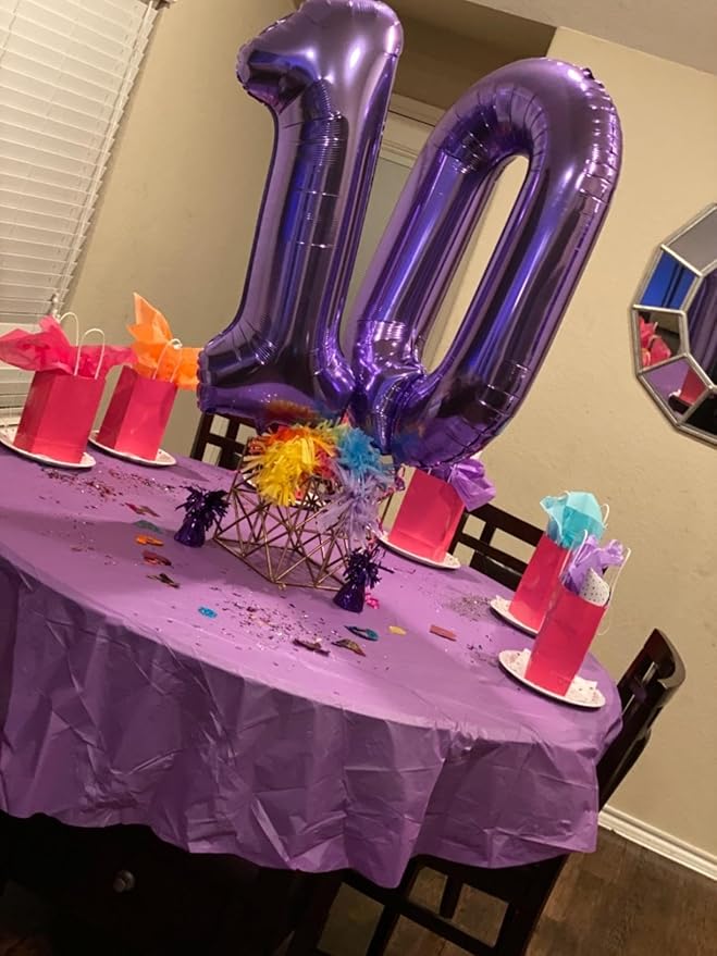 10 Balloons Number, 10th Birthday Decorations for Girl Boys, Purple Birthdays Balloons 40 In for Engagement, Wedding, Celebration Party, Graduations, Photo Shoot