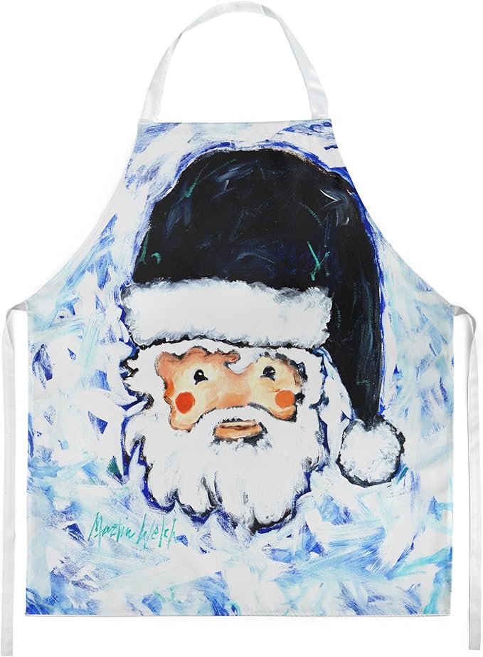 Caroline's Treasures Novena Blue Santa Claus Apron Cooking Kitchen Server Baking Crafts Gardening for Adult Women Men, Unisex, Large, Multicolor
