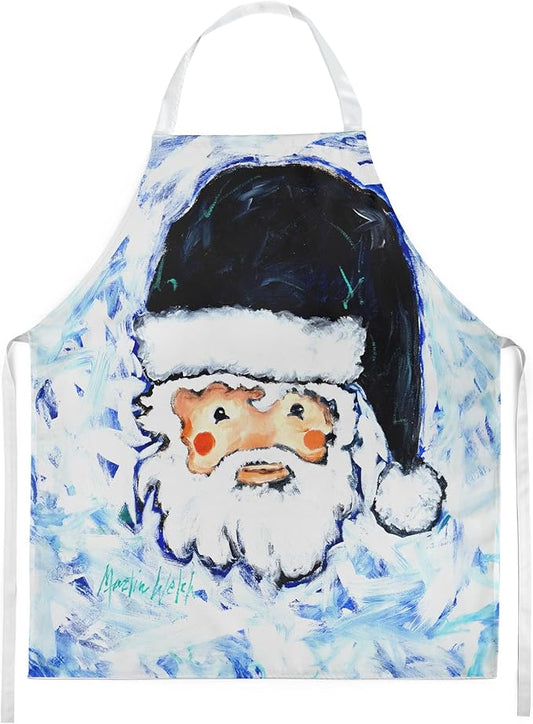 Caroline's Treasures Novena Blue Santa Claus Apron Cooking Kitchen Server Baking Crafts Gardening for Adult Women Men, Unisex, Large, Multicolor
