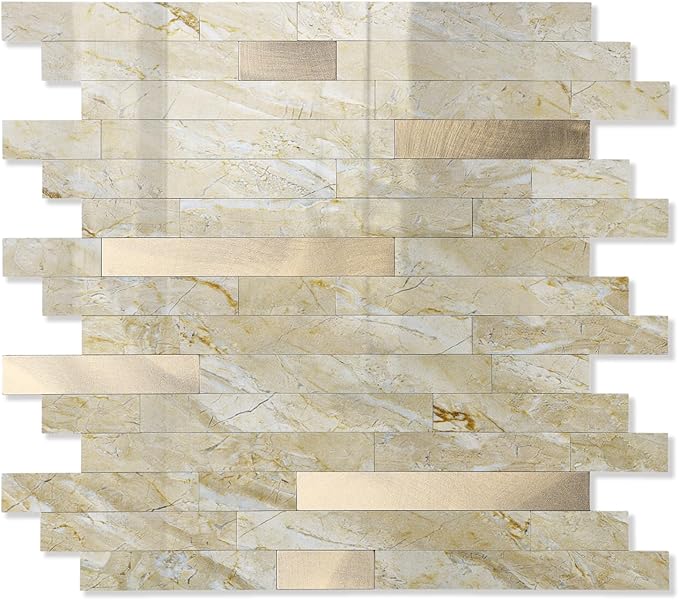 Yipscazo 2026 New Upgrade Peel and Stick Backsplash, Stick on Backsplash Tiles for Kitchen, Bathroom, Fireplace (20 Sheets, Polished Beige Yellow)