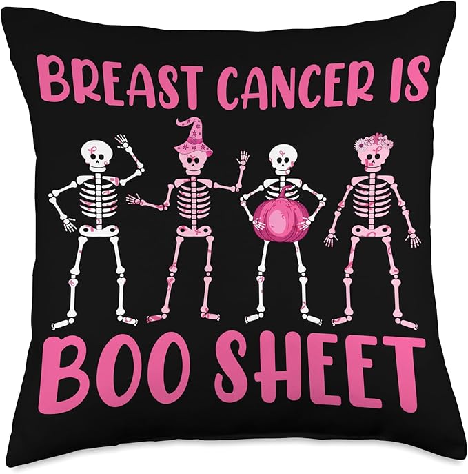 Breast Cancer is Boo Sheet Halloween Fight Breast Cancer Pink Ribbon Support Throw Pillow, 18x18, Multicolor