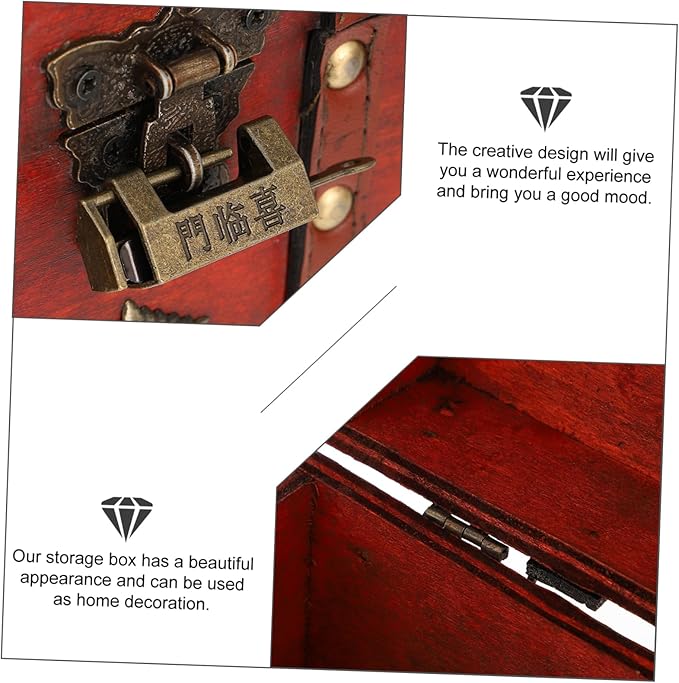 Sturdy Vintage Jewelry Storage Box Lockable Treasure Chest Desktop Organizing Basket