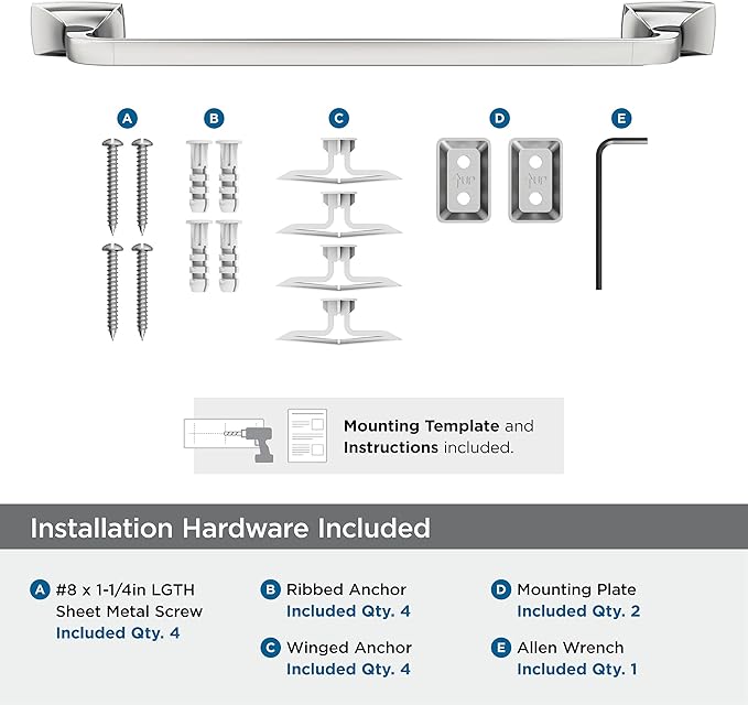 Amerock BH3601326 | Chrome Towel Bar | 18 in (457 mm) Towel Rack | Highland Ridge | Bathroom Towel Holder | Bathroom Hardware | Bath Accessories