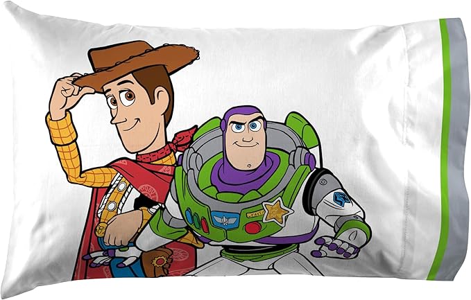 Jay Franco Kids Sheet Set with Fitted, Flat Sheets & Pillow Cover - Ultra-Soft Bedding with Pillowcase for Room Decor, Multi - Toy Story, 4 Piece Queen