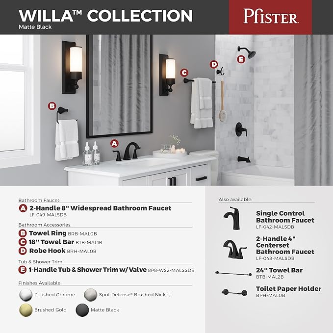 Pfister Willa Bath Towel Bar for Bathroom, 24-Inch, Wall-Mounted, Screw-in, Brushed Gold Finish, BTBWLL2BG