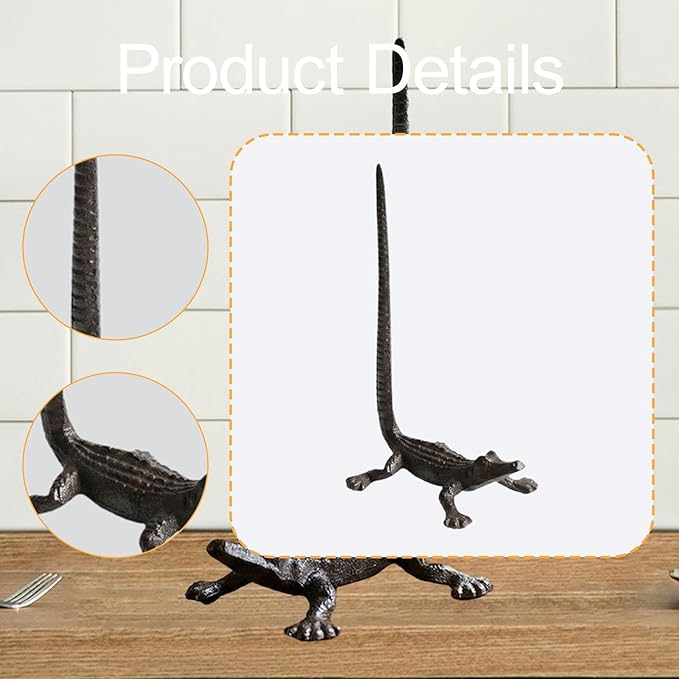 Amagogo Alligator Paper Towel Holder Stand Decorative, Professional, Premium, Kitchen Use, Durability Paper Roll Holder