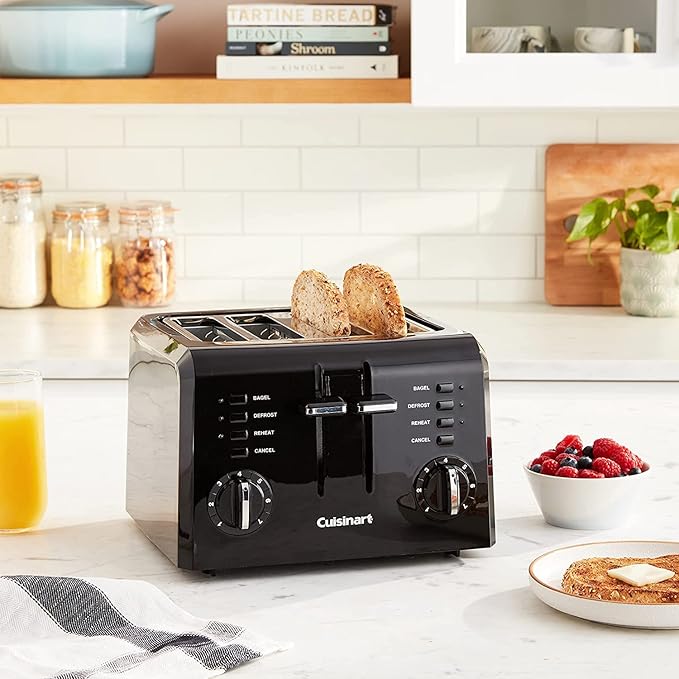 Cuisinart 4-Slice Compact Plastic Toaster, Black, CPT-142BKP1