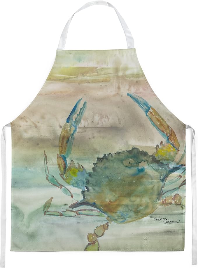 Caroline's Treasures SC2013APRON Blue Crab Sunset Apron Cooking Kitchen Server Baking Crafts Gardening for Adult Women Men, Unisex, Large, Multicolor