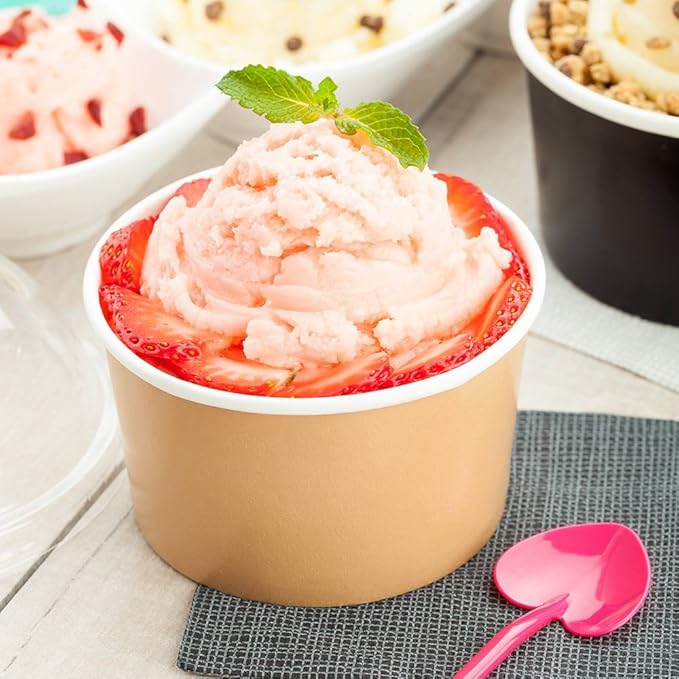 Coppetta 12-Ounce Dessert Cups, 200 Disposable Ice Cream Cups - Lids Sold Separately, Sturdy, Kraft Paper Frozen Yogurt Bowls, For Hot And Cold Foods, Perfect For Gelato Or Mousse - Restaurantware