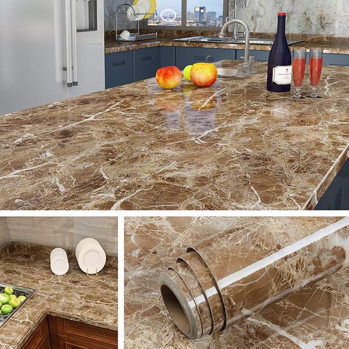 Livelynine 36 x 197 Inch Waterproof Contact Paper for Countertops Bathroom Wallpaper Marble Kitchen Countertop Laminate Self Adhesive Vinyl Wrap Table Dresser Top Covers Desk Counter Tops Covering