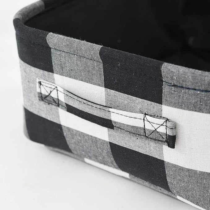 INough Christmas Baskets Empty Christmas Gifts Baskets Low Gift Basket Collapsible Christmas Gifts Bags Buffalo Plaid Toy Storage Bins for Kids/Baby/Office/Bedroom/Holiday Home Decor