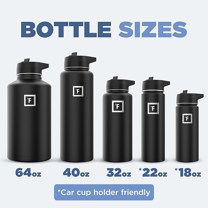 IRON °FLASK Camping & Hiking Hydration Flask with Straw, Wide Mouth Insulated Stainless Steel Sports Water Bottle - 64 oz Cotton Candy
