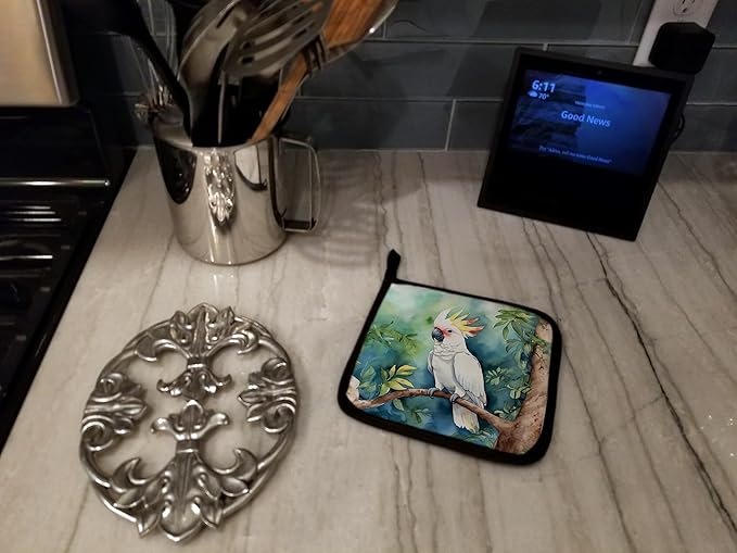 Caroline's Treasures Cockatoo Pair of Pot Holders Kitchen Heat Resistant Pot Holders Sets Oven Hot Pads for Cooking Baking BBQ, 7 1/2 x 7 1/2