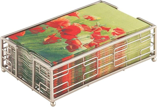 Boston International Hampshire Guest Towel Napkin Holder Caddy, Brushed Nickel