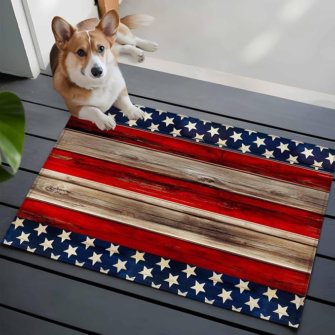 Area Rug 2x3ft, Vintage Stripes and Stars Washable Rugs for Living Room Bedroom, Patriotic 250th Anniversary Soft Non-Slip Area Rugs Rectangle Floor Carpet for Dining Room