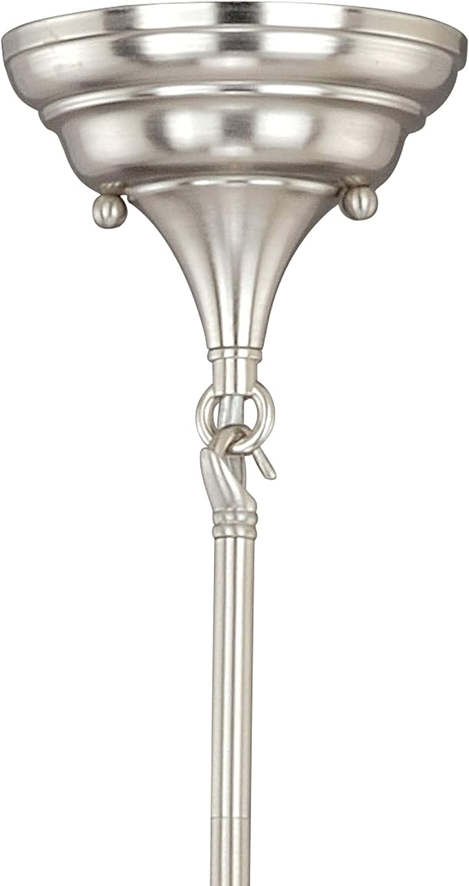 VAXCEL Huntley Satin Nickel Farmhouse Schoolhouse Mini Pendant Ceiling Light White Glass