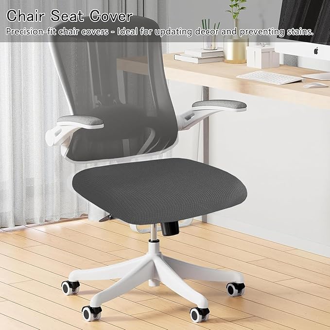 Newfashion Waterproof Dining Chair Seat Covers Set of 4, Stretch Dining Room Cushion Slipcovers Non-Slip Elastic Seat Cover for Kitchen Chairs Washable Parson Chair Protectors(Grey-4PCS)