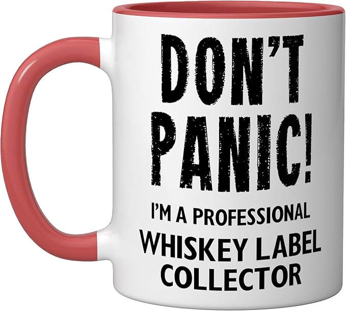 Whiskey Label Collector Ceramic Mug, Red/White