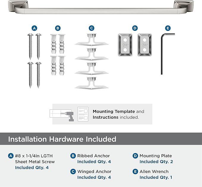 Amerock BH36014G10 | Brushed Nickel Towel Bar | 24 in (610 mm) Towel Rack | Highland Ridge | Bathroom Towel Holder | Bathroom Hardware | Bath Accessories