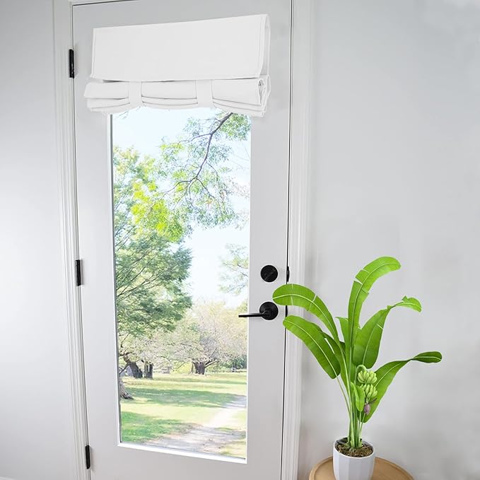 WdFour French Door Curtains with Silky Feel Thermal Insulated Noise Reducing Blackout Curtains for Glass Door Office (Bleach White, 34 * 70, 1 Panel)
