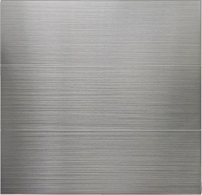 15-Pack of 12 x 4" Brushed Aluminum Peel-and-Stick Tile Backsplash Panels, Stainless Steel Backsplash