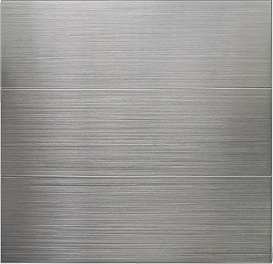 15-Pack of 12 x 4" Brushed Aluminum Peel-and-Stick Tile Backsplash Panels, Stainless Steel Backsplash
